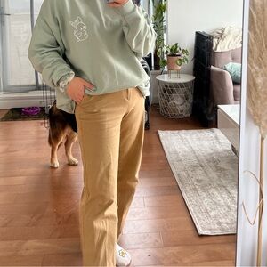 Brown Cotton Khaki Baggy Straight Leg Pants